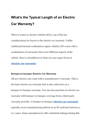 What’s the Typical Length of an Electric Car Warranty_