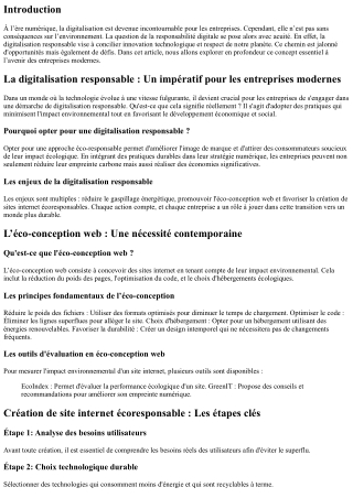 “La digitalisation responsable : Un impératif pour les entreprises modernes”