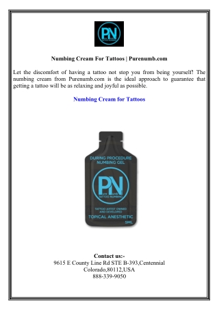 Numbing Cream For Tattoos  Purenumb.com