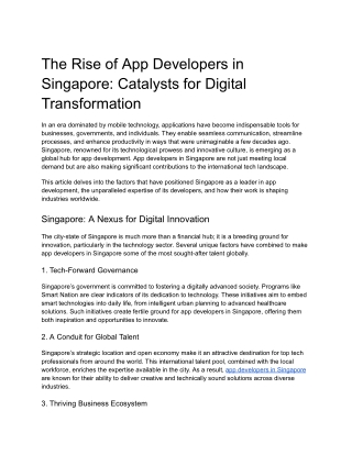 the rise of app developers in singapore catalysts