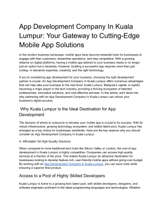 app development company in kuala lumpur your