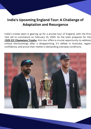 India’s Upcoming England Tour A Challenge of Adaptation and Resurgence