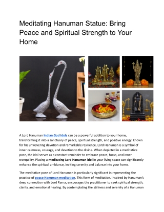 Meditating Hanuman Statue: Bring Peace and Spiritual Strength to Your Home