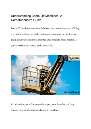 understanding boom lift machines a comprehensive
