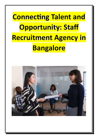 Connecting Talent and Opportunity - Staff Recruitment Agency in Bangalore