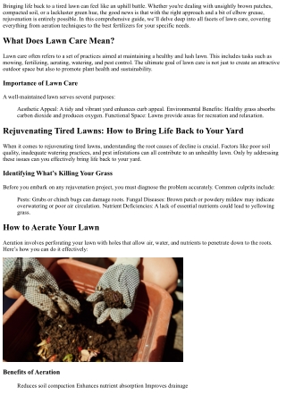 Rejuvenating Tired Lawns: How to Bring Life Back to Your Yard