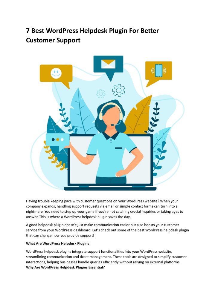 7 best wordpress helpdesk plugin for better