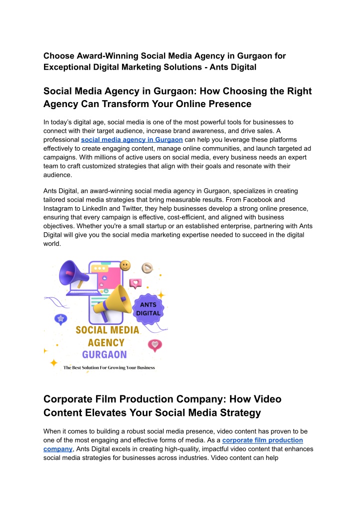 choose award winning social media agency