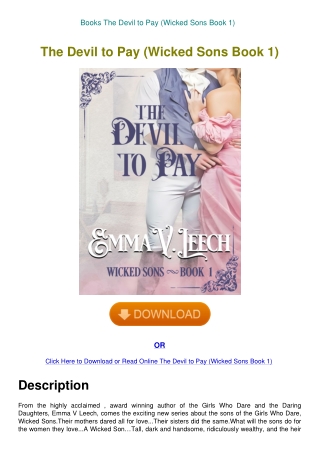 Books The Devil to Pay (Wicked Sons Book 1)