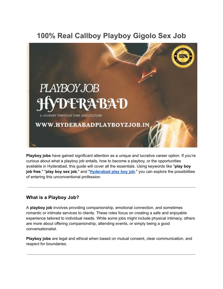 100 real callboy playboy gigolo sex job