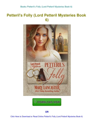 Books Petteril's Folly (Lord Petteril Mysteries Book 6)