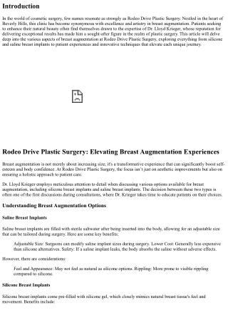 Rodeo Drive Plastic Surgery: Elevating Breast Augmentation Experiences