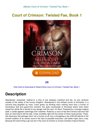 eBooks Court of Crimson Twisted Fae  Book 1