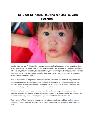 the best skincare routine for babies with eczema