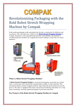 Revolutionizing Packaging with the Bold Robot Stretch Wrapping Machine by Compak