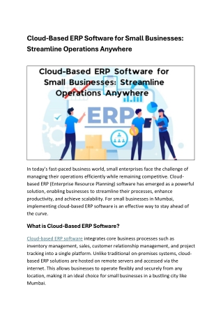 cloud based erp software for small businesses