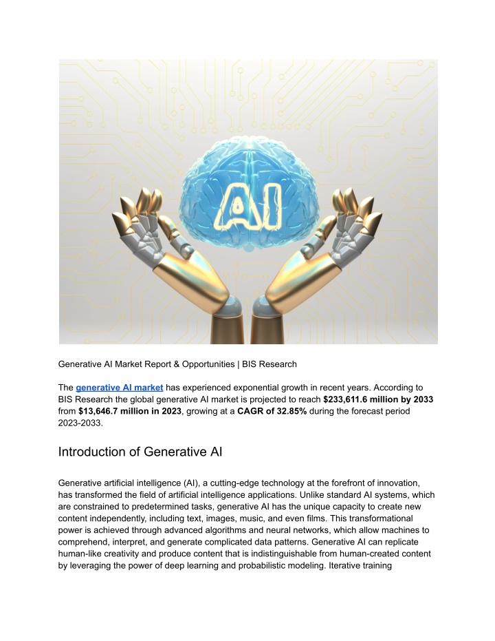 generative ai market report opportunities