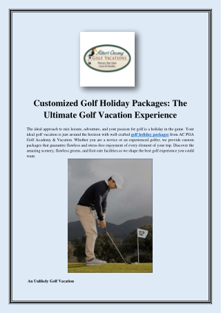 Customized Golf Holiday Packages The Ultimate Golf Vacation Experience