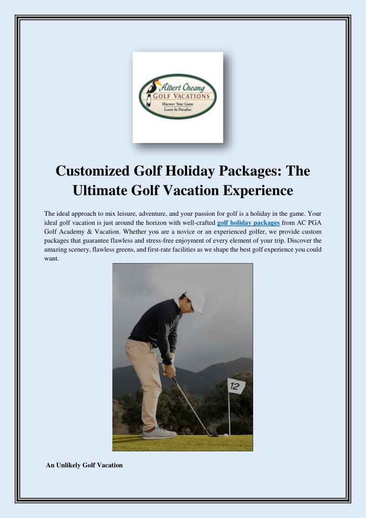 customized golf holiday packages the ultimate