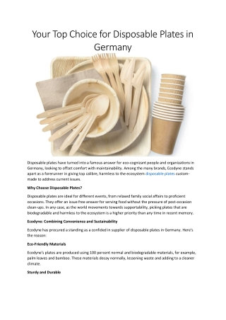 Ecodyne: The Best Disposable Plates in Germany