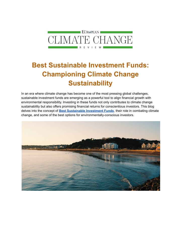 best sustainable investment funds championing