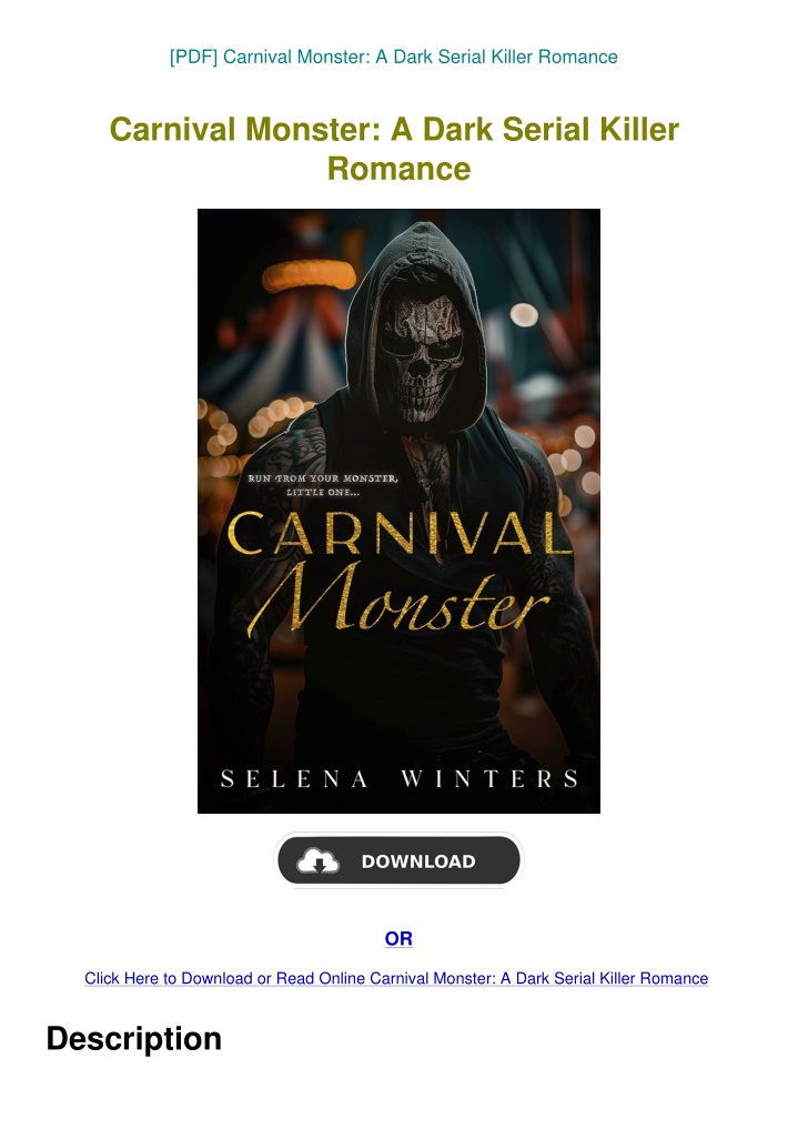 pdf carnival monster a dark serial killer romance