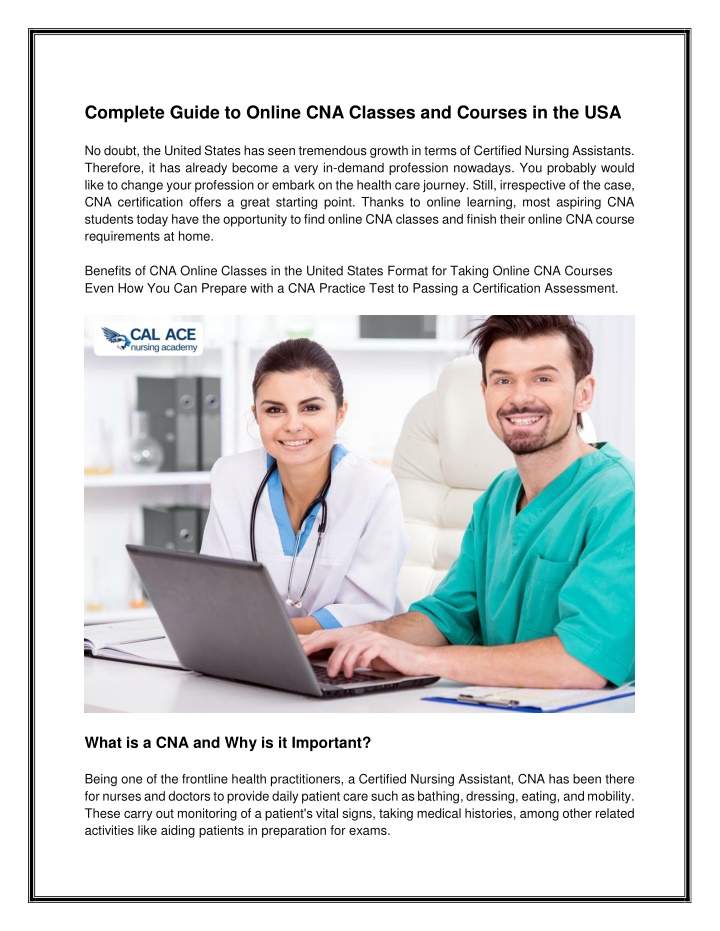 complete guide to online cna classes and courses