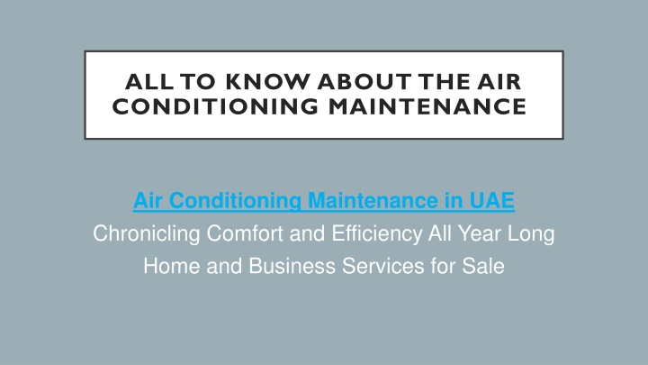 all to know about the air conditioning maintenance