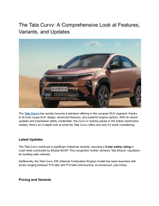 the tata curvv a comprehensive look at features