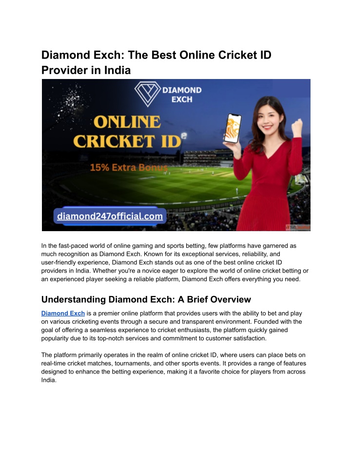 diamond exch the best online cricket id provider