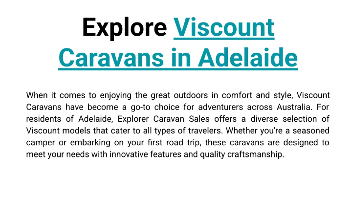 explore viscount caravans in adelaide