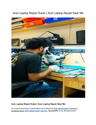 Acer Laptop Repair Dubai _ Acer Laptop Repair Near Me