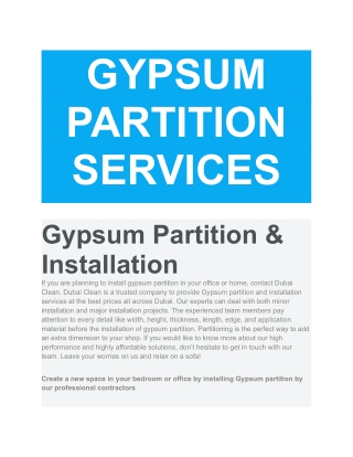 GYPSUM PARTITION SERVICES