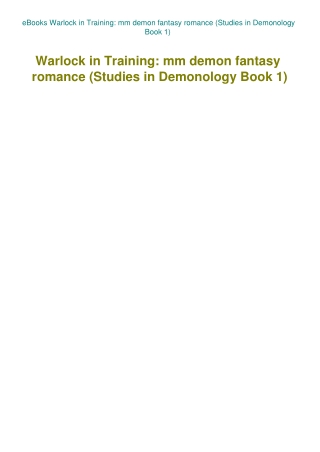 eBooks Warlock in Training mm demon fantasy romance (Studies in Demonology Book 1)