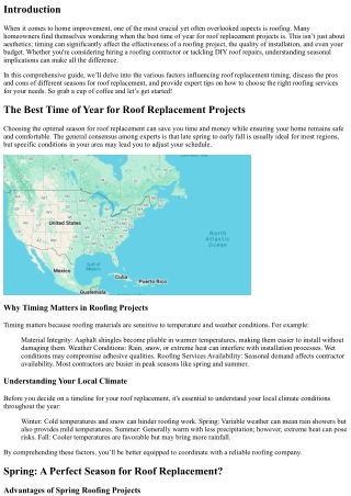 The Best Time of Year for Roof Replacement Projects