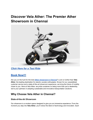 Discover Vela Ather_ The Premier Ather Showroom in Chennai