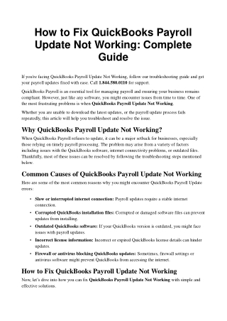 How to Fix QuickBooks Payroll Update Not Working Complete Guide