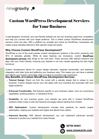 Custom WordPress Development Services for Your Business