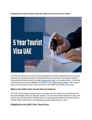 Everything You Need to Know About the UAE 5-Year Tourist Visa for Indians