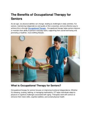 Key Benefits of Occupational Therapy for Aging Adults