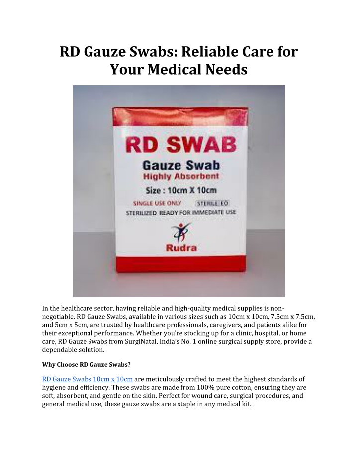 rd gauze swabs reliable care for your medical