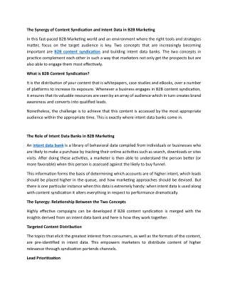 The Synergy of Content Syndication and Intent Data in B2B Marketing