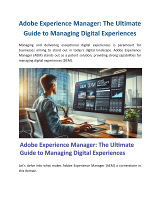 Adobe Experience Manager - The Ultimate Guide to Managing Digital Experiences