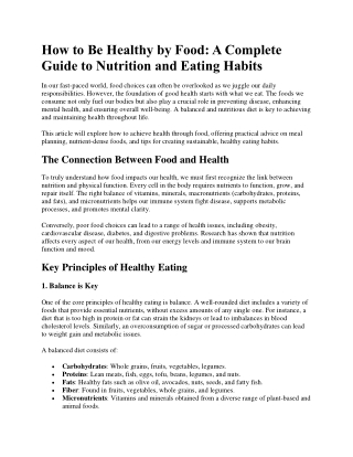 how to be healthy by food a complete guide