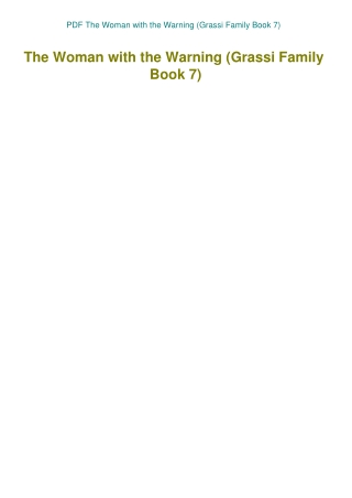 PDF The Woman with the Warning (Grassi Family Book 7)