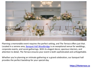 Celebrate Special Moments at The Terrace's Wedding Venue & Banquet Hall Vaughan.