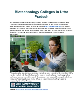 Biotechnology Colleges in Uttar Pradesh