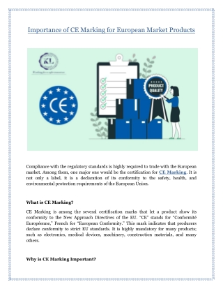 Importance of CE Marking for European Market Products