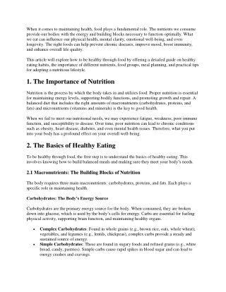 when it comes to maintaining health food plays