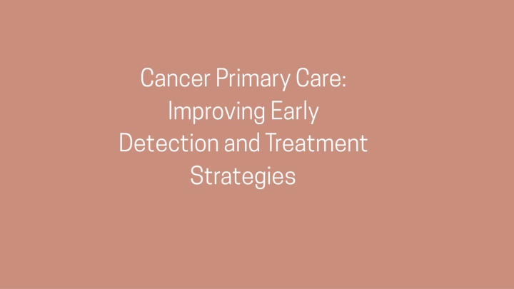 cancer primary care improving early detection